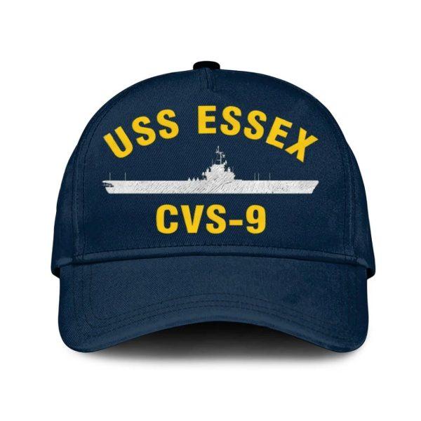Us Navy Veteran Cap, Embroidered Cap, Uss Essex Cvs-9 Classic Embroidered Cap, 3D Embroidered Hats, Mens Navy Cap