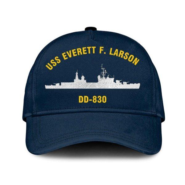 Us Navy Veteran Cap, Embroidered Cap, Uss Everett F Larson Dd-830 Classic Embroidered Cap, 3D Embroidered Hats, Mens Navy Cap