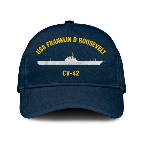 Us Navy Veteran Cap, Embroidered Cap, Uss Franklin D Roosevelt Cv-42 Classic Embroidered Cap, 3D Embroidered Hats, Mens Navy Cap