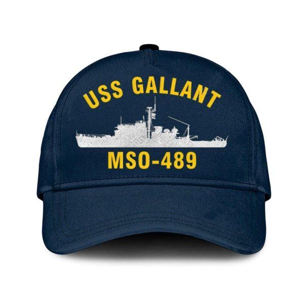 Us Navy Veteran Cap, Embroidered Cap, Uss Gallant Mso-489 Classic Embroidered Cap, 3D Embroidered Hats, Mens Navy Cap