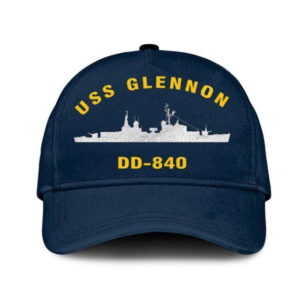 Us Navy Veteran Cap, Embroidered Cap, Uss Glennon Dd 840 Classic Embroidered Cap, 3D Embroidered Hats, Mens Navy Cap