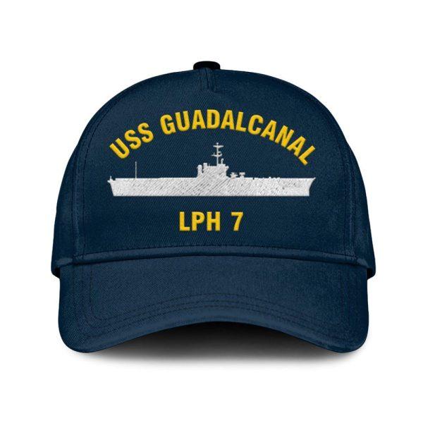 Us Navy Veteran Cap, Embroidered Cap, Uss Guadalcanal Lph 7 Classic Embroidered Cap, 3D Embroidered Hats, Mens Navy Cap