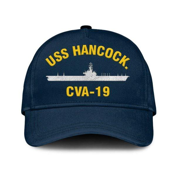 Us Navy Veteran Cap, Embroidered Cap, Uss Hancock Cva-19 Classic Embroidered Cap, 3D Embroidered Hats, Mens Navy Cap