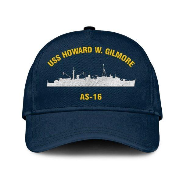 Us Navy Veteran Cap, Embroidered Cap, Uss Howard W Gilmore As-16 Classic Embroidered Cap, 3D Embroidered Hats, Mens Navy Cap