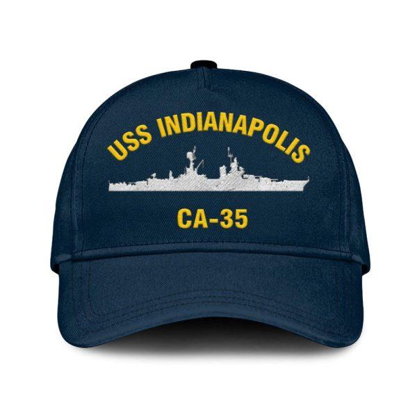 Us Navy Veteran Cap, Embroidered Cap, Uss Indianapolis Ca-35 Classic Embroidered Cap, 3D Embroidered Hats, Mens Navy Cap