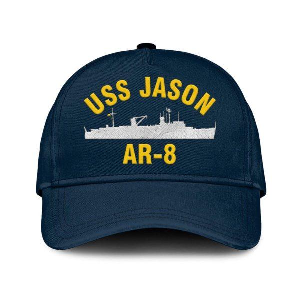 Us Navy Veteran Cap, Embroidered Cap, Uss Jason Ar-8 Classic Embroidered Cap, 3D Embroidered Hats, Mens Navy Cap