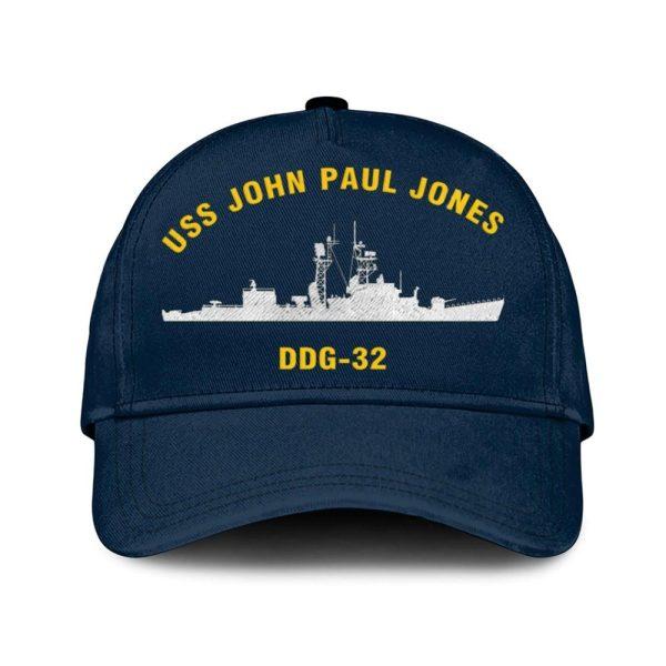 Us Navy Veteran Cap, Embroidered Cap, Uss John Paul Jones Ddg-32 Classic Embroidered Cap, 3D Embroidered Hats, Mens Navy Cap