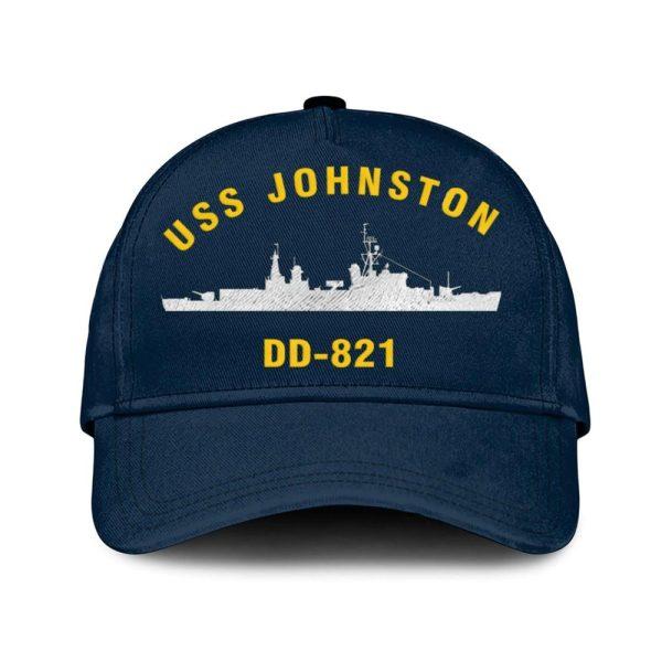 Us Navy Veteran Cap, Embroidered Cap, Uss Johnston Dd-821 Classic Embroidered Cap, 3D Embroidered Hats, Mens Navy Cap