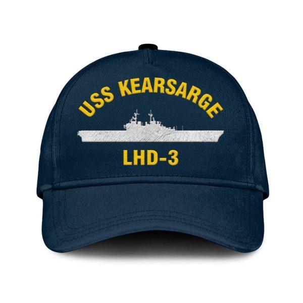 Us Navy Veteran Cap, Embroidered Cap, Uss Kearsarge Lhd-3 Classic Embroidered Cap, 3D Embroidered Hats, Mens Navy Cap