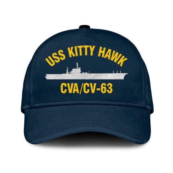 Us Navy Veteran Cap, Embroidered Cap, Uss Kitty Hawk Cv-63 Classic Embroidered Cap, 3D Embroidered Hats, Mens Navy Cap