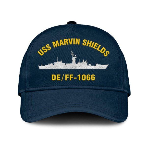 Us Navy Veteran Cap, Embroidered Cap, Uss Marvin Shields De_ff-1066 Classic Embroidered Cap, 3D Embroidered Hats, Mens Navy Cap