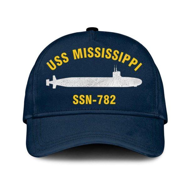 Us Navy Veteran Cap, Embroidered Cap, Uss Mississippi Ssn-782 Classic Embroidered Cap, 3D Embroidered Hats, Mens Navy Cap