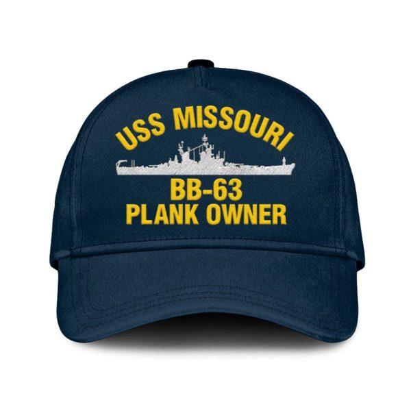 Us Navy Veteran Cap, Embroidered Cap, Uss Missouri Bb-63 Plank Owner Classic Embroidered Cap, 3D Embroidered Hats, Mens Navy Cap