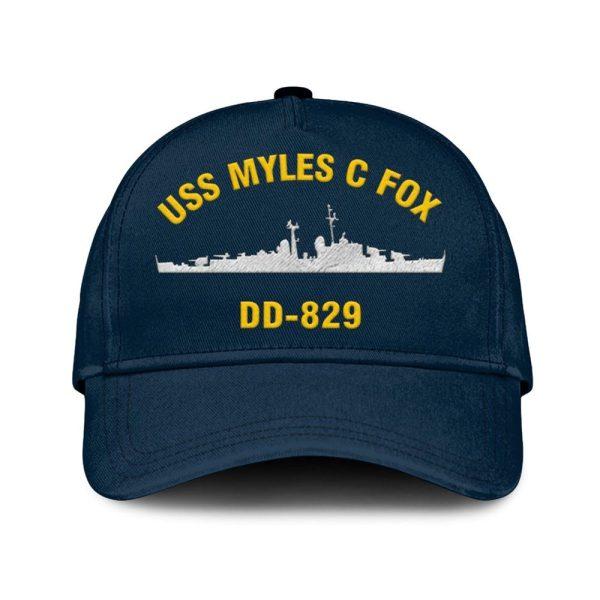 Us Navy Veteran Cap, Embroidered Cap, Uss Myles C Fox Dd-829 Classic Embroidered Cap, 3D Embroidered Hats, Mens Navy Cap