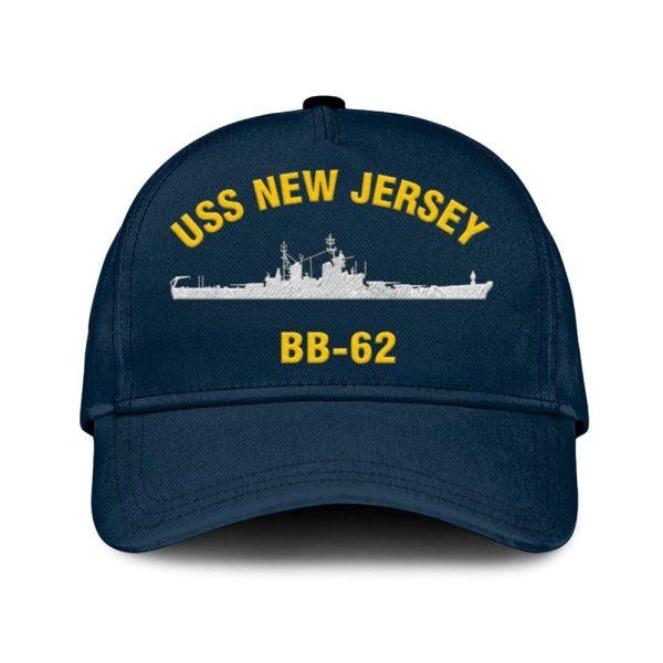 Us Navy Veteran Cap, Embroidered Cap, Uss New Jersey Bb-62 Classic Embroidered Cap, 3D Embroidered Hats, Mens Navy Cap