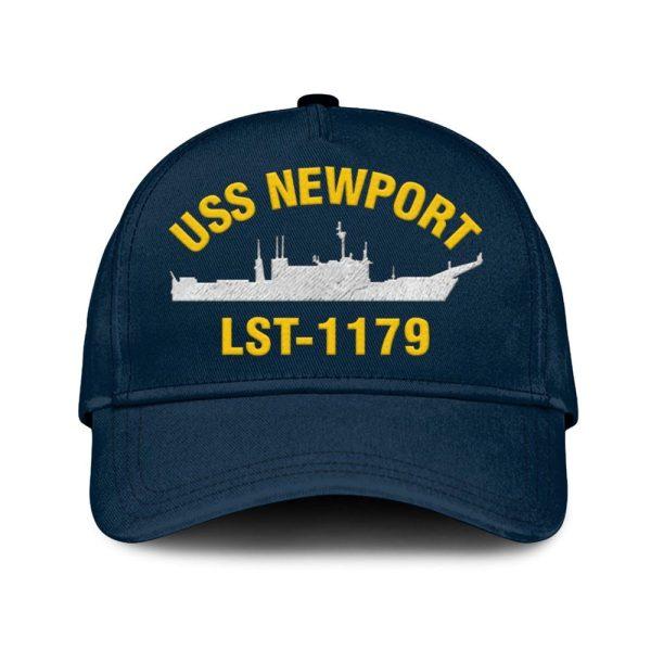 Us Navy Veteran Cap, Embroidered Cap, Uss Newport Lst-1179 Classic Embroidered Cap, 3D Embroidered Hats, Mens Navy Cap