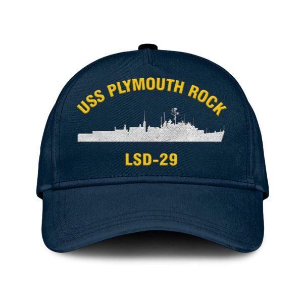 Us Navy Veteran Cap, Embroidered Cap, Uss Plymouth Rock Lsd -29 Classic Embroidered Cap, 3D Embroidered Hats, Mens Navy Cap