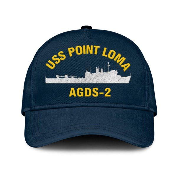 Us Navy Veteran Cap, Embroidered Cap, Uss Point Loma Agds-2_mu Classic Embroidered Cap, 3D Embroidered Hats, Mens Navy Cap