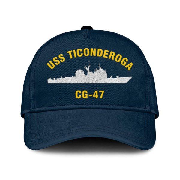 Us Navy Veteran Cap, Embroidered Cap, Uss Ticonderoga Cg-47 (1) Classic Embroidered Cap, 3D Embroidered Hats, Mens Navy Cap