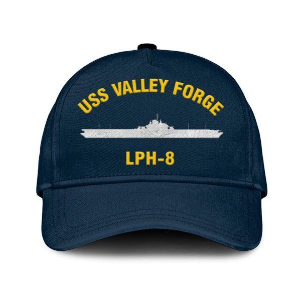 Us Navy Veteran Cap, Embroidered Cap, Uss Valley Forge Lph-8 Classic Embroidered Cap, 3D Embroidered Hats, Mens Navy Cap