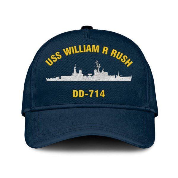Us Navy Veteran Cap, Embroidered Cap, Uss William R Rush Dd 714 Classic Embroidered Cap, 3D Embroidered Hats, Mens Navy Cap