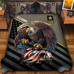 Veteran Bedding Set, All Gave Some Some Gave All US Army Veteran Bedding Set, Quilt Bedding Set, American Flag Bedding Set