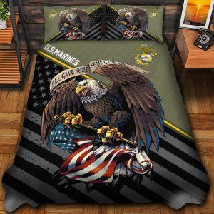 Veteran Bedding Set, All Gave Some Some Gave All US Marines Veteran Bedding Set, Quilt Bedding Set, American Flag Bedding Set