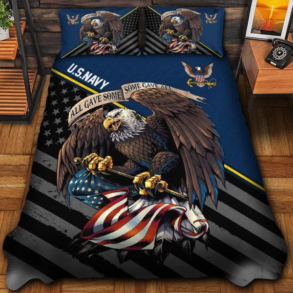 Veteran Bedding Set, All Gave Some Some Gave All US Navy Veteran Bedding Set, Quilt Bedding Set, American Flag Bedding Set