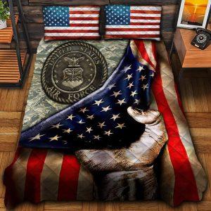 Veteran Bedding Set, American Flag Art Us Air Force Veteran Bedding Set, Quilt Bedding Set, American Flag Bedding Set