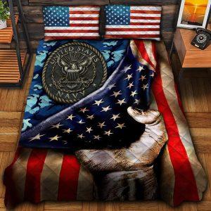 Veteran Bedding Set, American Flag Art Us Navy Veteran Bedding Set, Quilt Bedding Set, American Flag Bedding Set