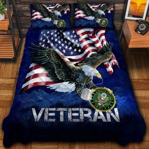 Veteran Bedding Set, Eagle American Flag Print Us Army Veteran Bedding Set, Quilt Bedding Set, American Flag Bedding Set