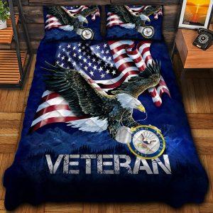 Veteran Bedding Set, Eagle American Flag Print Us Navy Veteran Bedding Set, Quilt Bedding Set, American Flag Bedding Set