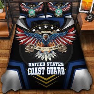 Veteran Bedding Set, Eagle United States Coast Guard Veteran Bedding Set, Quilt Bedding Set, American Flag Bedding Set