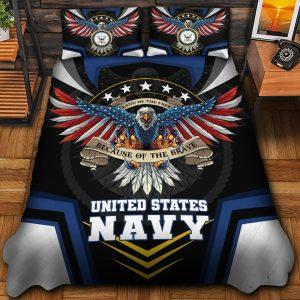 Veteran Bedding Set, Eagle United States Navy Veteran Bedding Set, Quilt Bedding Set, American Flag Bedding Set