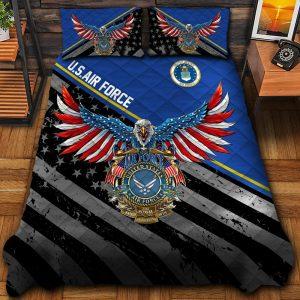 Veteran Bedding Set, Eagle Us Air Force Veteran Bedding Set, Quilt Bedding Set, American Flag Bedding Set