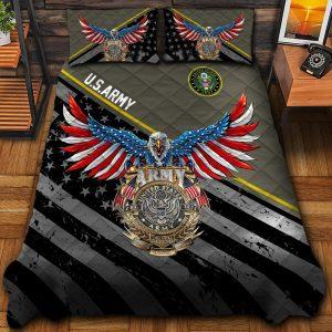 Veteran Bedding Set, Eagle Us Army Veteran Bedding Set, Quilt Bedding Set, American Flag Bedding Set