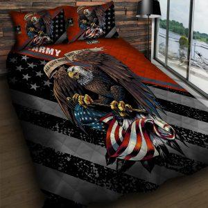 Veteran Bedding Set, Eagle Us Flag Red Army Veteran Bedding Set, Quilt Bedding Set, American Flag Bedding Set