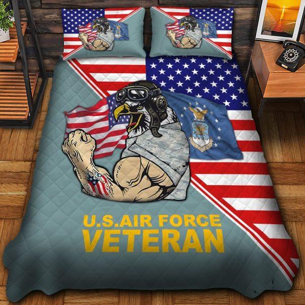 Veteran Bedding Set, Honoring All Who Served US Air Force Veteran Bedding Set, Quilt Bedding Set, American Flag Bedding Set