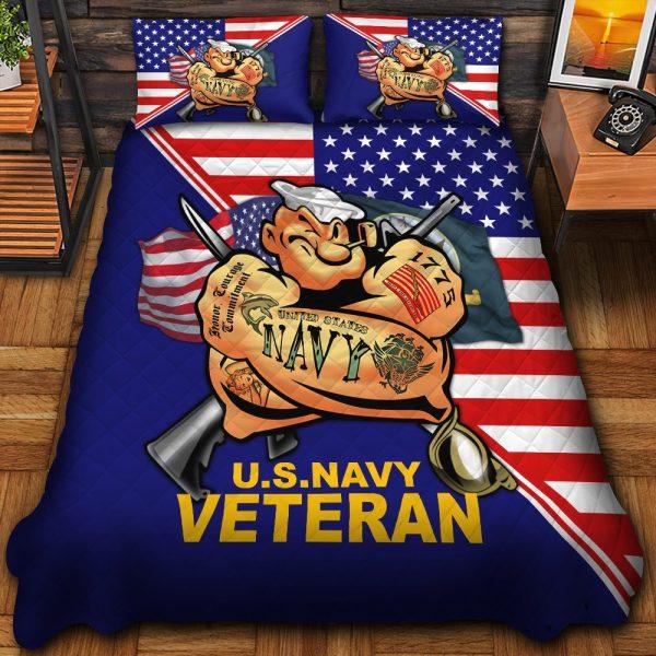 Veteran Bedding Set, Honoring All Who Served US Navy Veteran Bedding Set, Quilt Bedding Set, American Flag Bedding Set