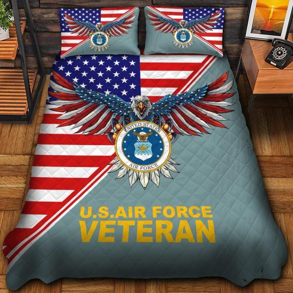 Veteran Bedding Set, Premium Eagle Flag US Air Force Veteran Bedding Set, Quilt Bedding Set, American Flag Bedding Set