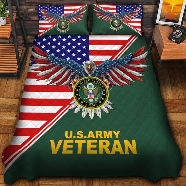 Veteran Bedding Set, Premium Eagle Flag US Army Veteran Bedding Set, Quilt Bedding Set, American Flag Bedding Set