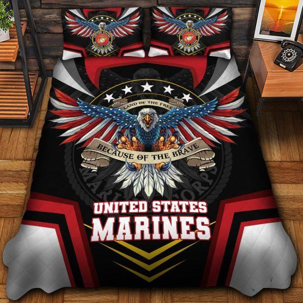 Veteran Bedding Set, Premium Eagle United States Marines Veteran Bedding Set, Quilt Bedding Set, American Flag Bedding Set