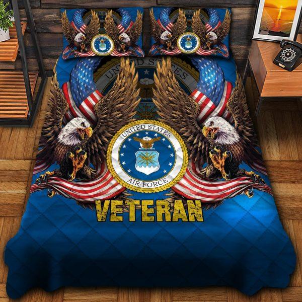 Veteran Bedding Set, Premium Multiple US Air Force Services Veteran Bedding Set, Quilt Bedding Set, American Flag Bedding Set