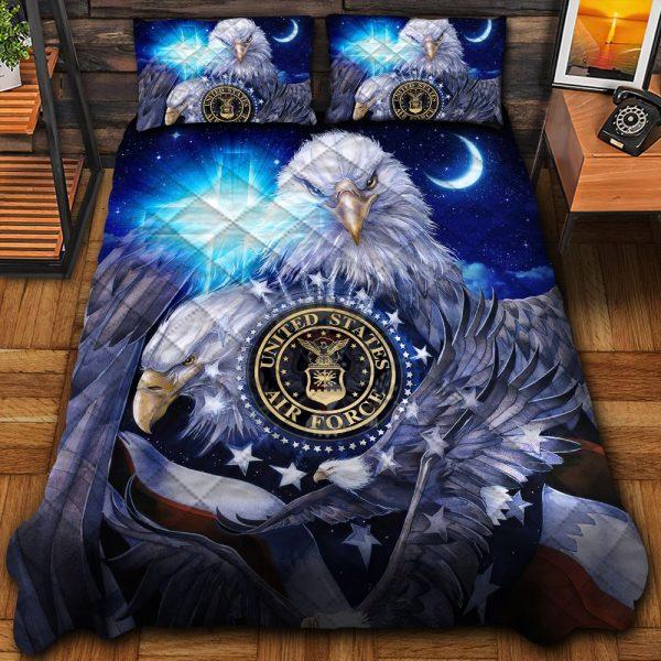 Veteran Bedding Set, Premium Multiple US Military Services Air Force Veteran Bedding Set, Quilt Bedding Set, American Flag Bedding Set