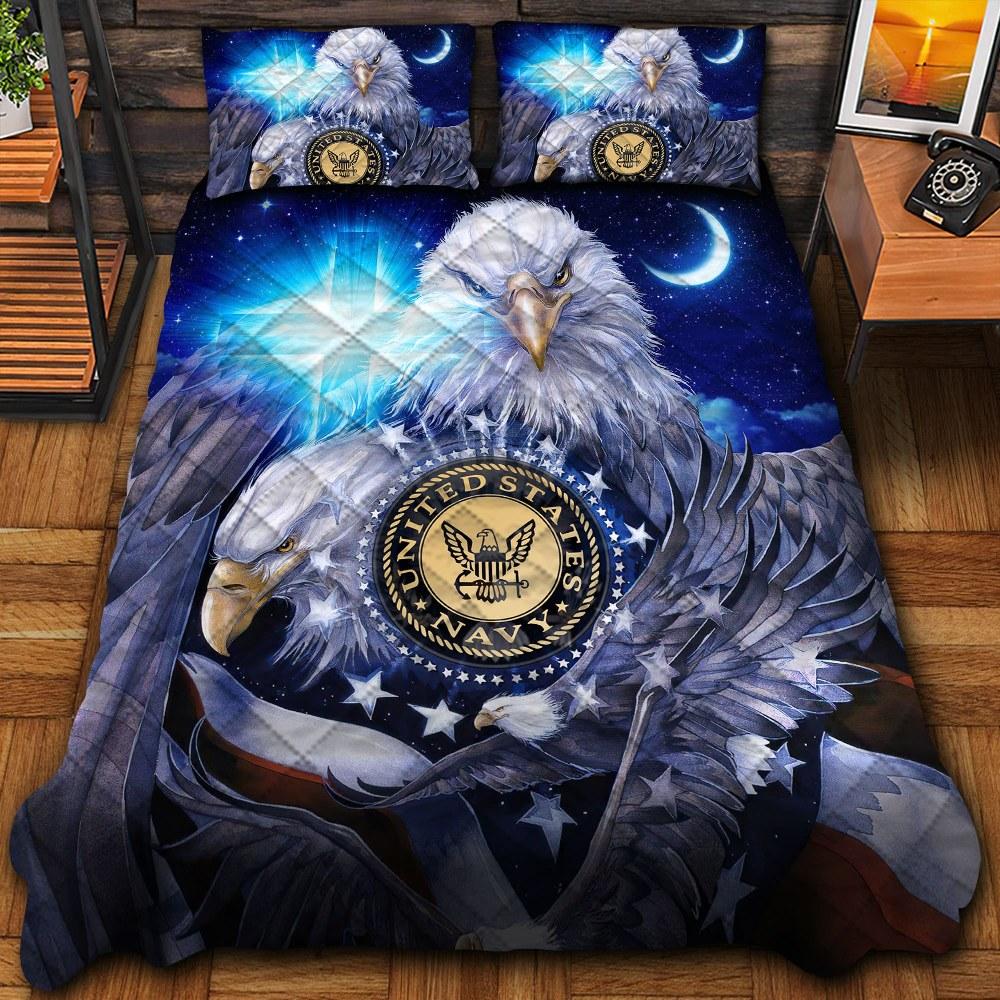 Veteran Bedding Set, Premium Multiple US Military Services  Navy Veteran Bedding Set, Quilt Bedding Set, American Flag Bedding Set