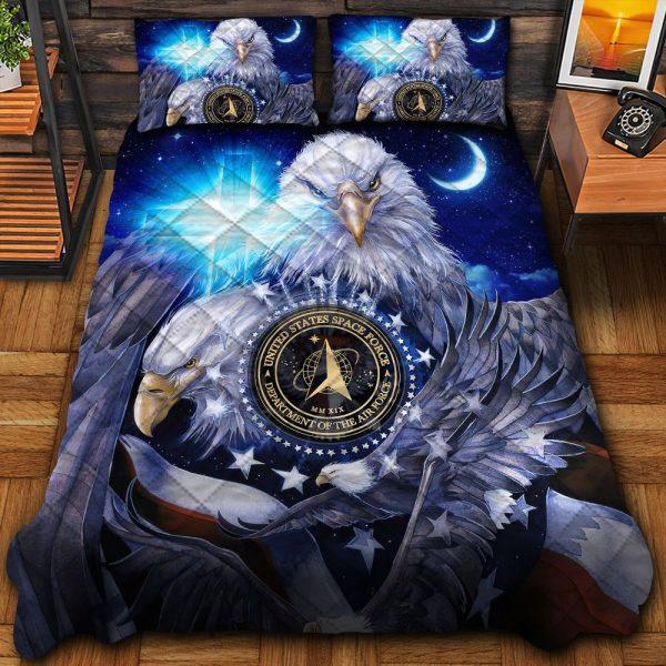 Veteran Bedding Set, Premium Multiple US Military Services Space Force Veteran Bedding Set, Quilt Bedding Set, American Flag Bedding Set