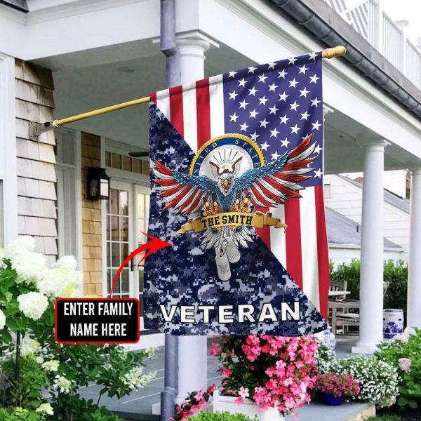 Veteran Day Flag, Custom Family Name US Navy Eagle Art Veteran Flag, Us Flag Veterans Day, American Flag Veterans Day