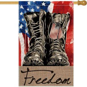 Veteran Day Flag, Freedom Boots Picture Flag,…