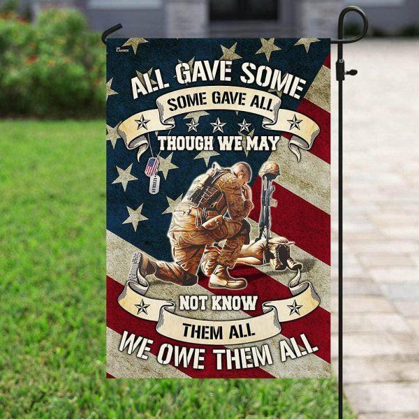Veteran Flag, All Gave Some All Though We May Not Know Them All Flag, American Flag, Veteran Decoration Outdoor Flag