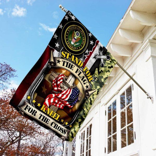 Veteran Flag, Stand For The Flag Kneel For The Cross Veteran Flag, American Flag, Veteran Decoration Outdoor Flag